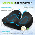 AUVON Multi-Layer Gel Seat Cushion for Ideal Support & Softness, Cooling Memory Foam Office Chair Cushion for Hemorrhoid, Sciatica & Tailbone Pain Relief, Anti-Slip Back Seat Pillow