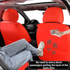 Red Car Seat Covers Complete Set, Universal Car Seat Covers for Cars, Premium Waterproof Leather, Protect & Upgrade Car Interiors, Airbag Compatible, Easy to Install & Clean Up