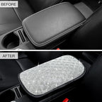 SAVORI Bling Car Armrest Cover Diamond Rhinestone Auto Center Console Cover Protector Arm Rest Cushion Pads Universal Bling Car Accessories for Women Girl Cute Vehicle Interior Decor (White)