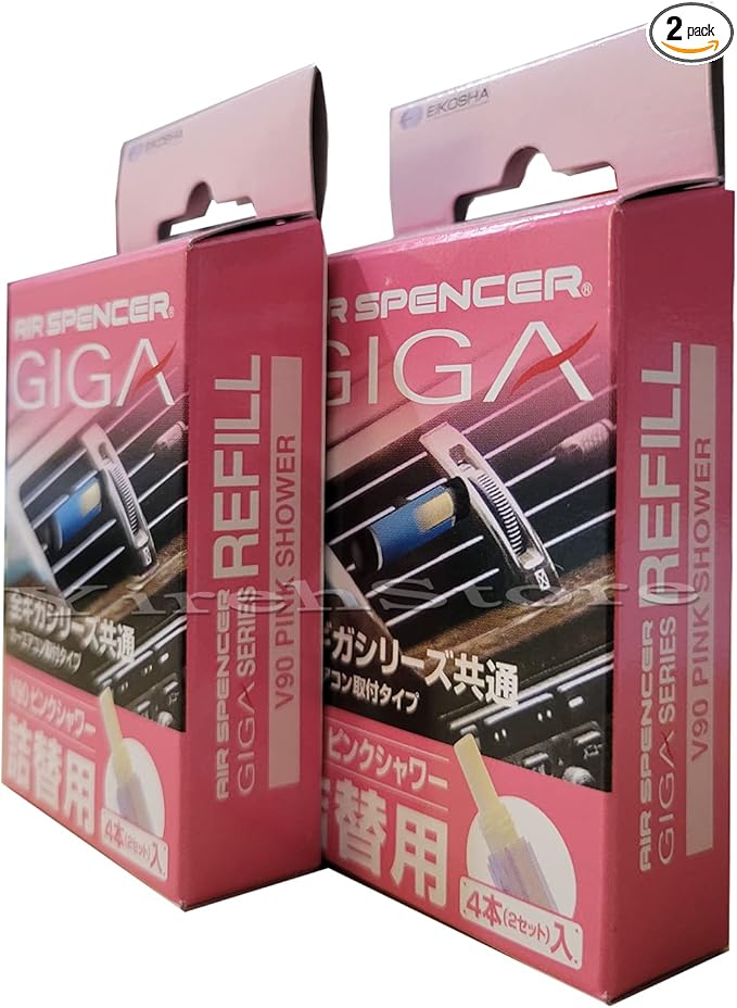 Air Spencer Giga Clip Stick REFILL 2-Box Pink Shower Scent, Designed for GIGA Sylpheed, Clip, Clipia II, Bijou, Cross, LuxDry, Rijoure Refill