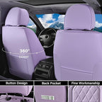 Coverado Car Seat Cover Front Seats, 2-Pack Luxury Faux Leather Seat Covers, Purple Car Seat Cover, Waterproof Car Seat Protectors, Driver Front Seat Cover Universal Fit for Most Cars, Purple