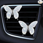 Dotesy 2Packs Bling Bling Butterfly Air Vent Clips Crystal Butterfly Car Air Fresheners Vent Clips Diamond Cute Car Interior Decor for Women (AB Colorful)