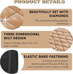 Bling Car Center Console Cover, Soft Fluffy Armrest Seat Box Cushion Pad, Crystal Diamond Arm Rest Protection Mat, Automotive Interior Decoration Accessories for Most Vehicles (Beige)