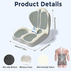 Seat Cushion for Office Chair Car, L-Shaped Ergonomic Seat Cushions,Memory Foam Orthopedic Cushion with Coccyx Hollow,Lumbar Support & Tailbone Pain Relief for Car, Truck, Gaming Chair,Beige & Gray