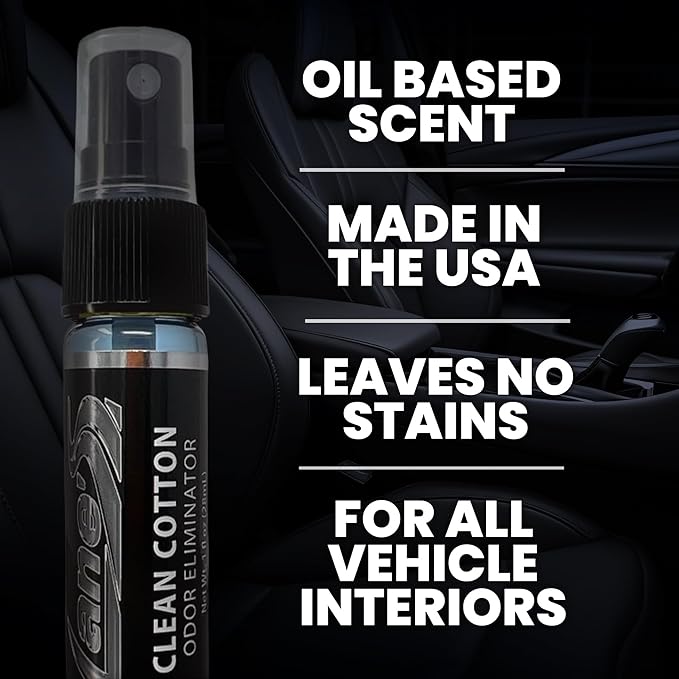 LANE’S Premium Car Air Freshener "Clean Cotton" - 1oz Oil-Based, Long-Lasting Auto Scent Spray - Food, Pet, Odor Smell Deodorizer for Cars, Trucks, SUVs' Interior Leather, Carpet, Upholstery
