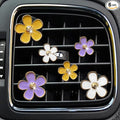 Daisy Air Vent Clips - 6 Pc Cute Flower Car AC Outlet Clip Car Freshener Clip Charm for Girls Women (Yellow, Purple, White)