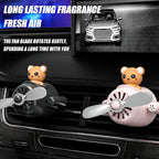 Car fragrance diffuser pilot air outlet cartoon rotating fan leaf perfume cute shape freshener with 2 fragrances (R3-PINK) 1 Count
