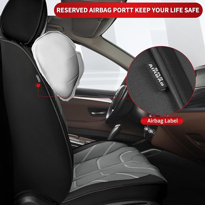 TTX LIGHTING Car Seat Covers fit for Ford Mustang 2007-2022 Front Seat: Premium Leather Automotive Seat Cover with Airbag Compatible Waterproof (2 Seats, Black & Gray)