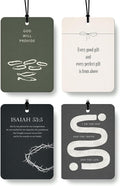 Neutral Christian Car Air Freshener 4 Pcs Coconut Scented, Religious Faith Bible Verse Car Accessories Mirror Decor for Women Men, Christian Hanging Air Freshener for Cars Closet Drawer Books