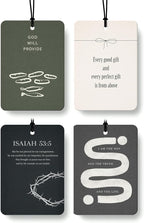Neutral Christian Car Air Freshener 4 Pcs Coconut Scented, Religious Faith Bible Verse Car Accessories Mirror Decor for Women Men, Christian Hanging Air Freshener for Cars Closet Drawer Books
