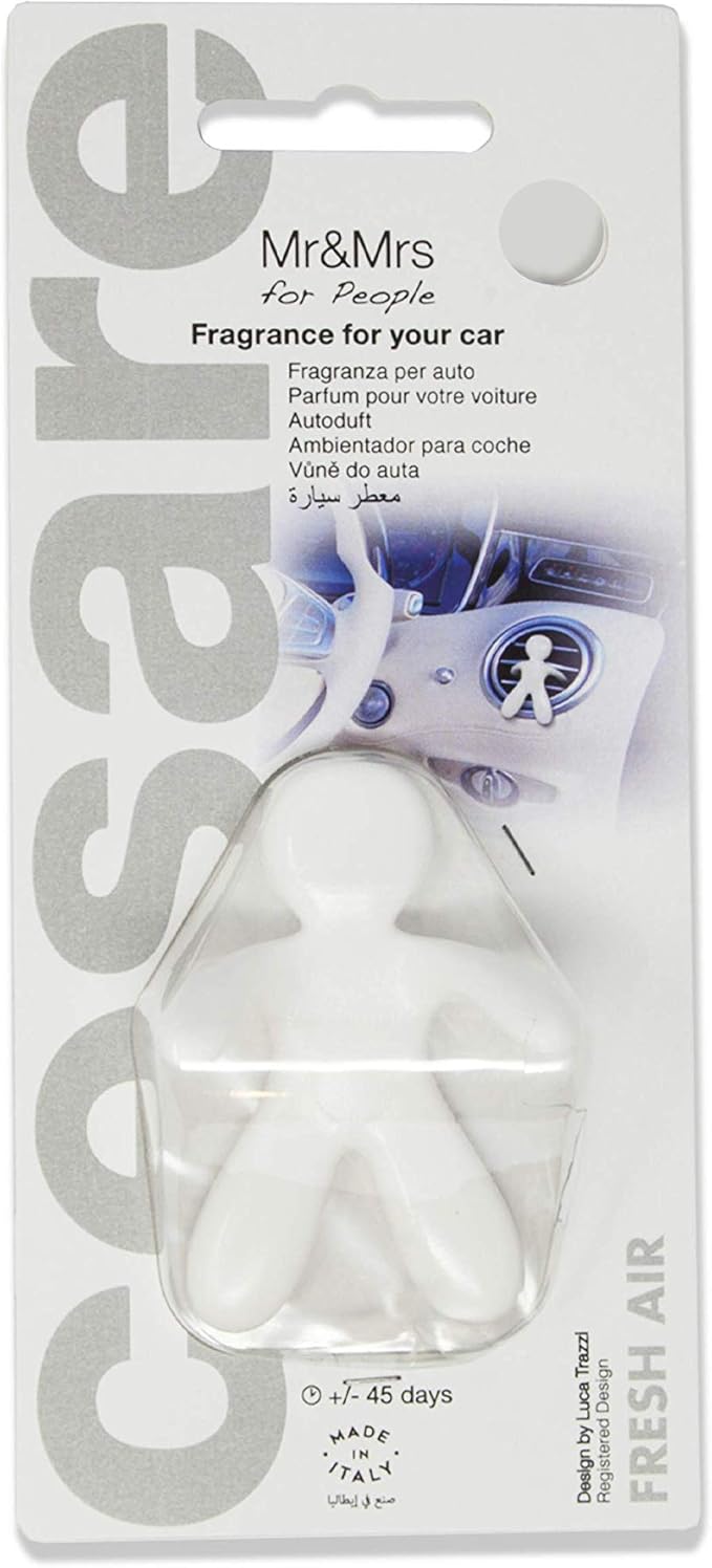 Tronix Cesare Car Air Freshener Long Lasting 45 Days Air Vent Clip Uses Alcohol-Free Fragrance Oil Non-Toxic EVA Material (Fresh Air), White, Small (12)