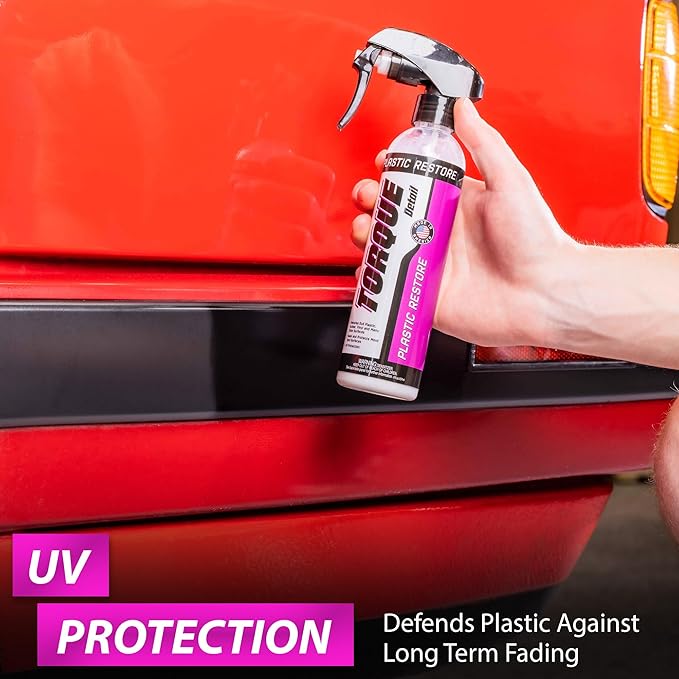 Torque Detail Plastic & Trim Restorer Spray - Restores, Shines & Protects Plastic, Vinyl & Rubber Surfaces With Molecular Restoration - Apply in Minutes, Lasts At Least 6 Months (8 fl. oz)
