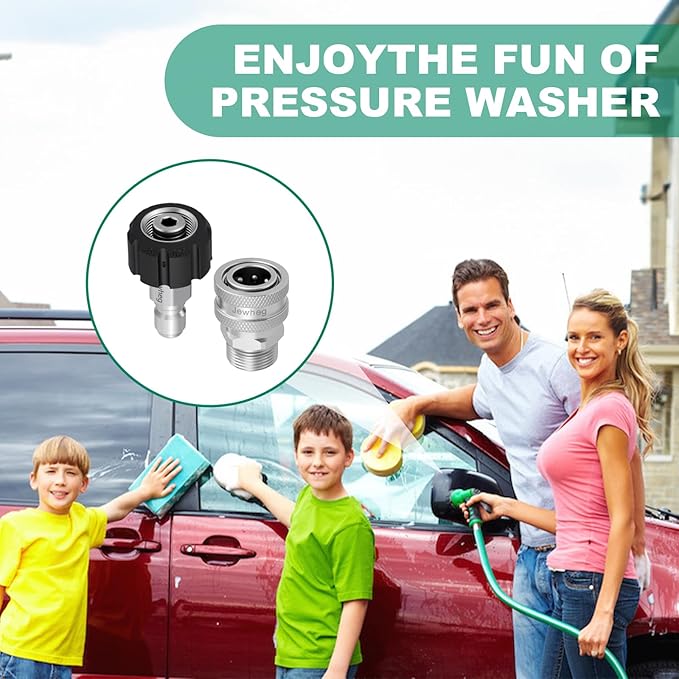 2025 upgraded version，Pressure Washer Quick Connect Kit, Stainless Steel Pressure Washer Adapter Set, M22 Swivel 14mm to 3/8 Inch Quick Disconnect，3/4 Inch Hose Fittings