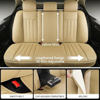Beige Leather Seat Covers, 5 Seats Universal Car Seat Covers Full Set, Waterproof Automotive Seat Covers Breathable Front and Rear Seat Covers for Most Sedans SUVs Trucks