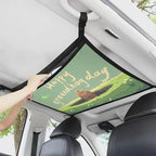 Generic Cute Groundhog Car Ceiling Cargo Net Pocket Hanging Storage Bag with Zipper 31.69"x24.02" Double-Layer Mesh Car Roof Storage Organizer Long Road Trip Truck SUV Travel Camping