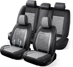 Car Seat Covers Full Set Fit for Toyota Corolla Cross 2021-2025,2026, Premium Faux Leather Car Seat Protector,Breathable Anti-Slip Full Wrapping Edge Seat Covers(BlackGray,Full Set)