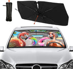 Socira Funny Flamingo Car Windshield Sun Shade Umbrella Foldable Sunshade for Front Window Auto Windshield Sunshade Covers Car Accessories Protect from Sun Rays Heat 57'' X 30''