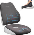 FLORICH Large Car Seat Cushion and Lumbar Support Pillow, Ergonomic Memory Foam Driving Seat Cushion for Back & Sciatica Pain Relief, Non-Slip Washable Seat Cushion for Car, Driver, Office-Gray