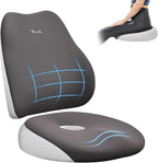 FLORICH Large Car Seat Cushion and Lumbar Support Pillow, Ergonomic Memory Foam Driving Seat Cushion for Back & Sciatica Pain Relief, Non-Slip Washable Seat Cushion for Car, Driver, Office-Gray