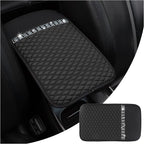 Bling Leather Car Armrest Box Cover,Car Center Console Protector with Colorful Crystal Rhinestones,Anti-Scratch Waterproof Car Armrest Seat Pad for Most Car,SUVs,Trucks (Black)