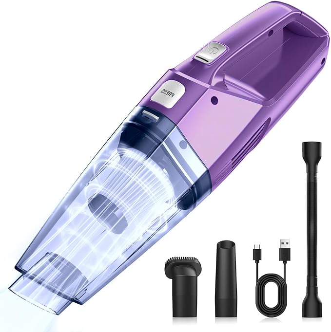 Handheld Vacuum Cordless – Car Vac Portable with 8KPA & Multi Accessories & Low Noise, Lightweight Hand Held Vacuum Cordless Rechargeable for Car/Home/Dust/Pet Hair, Mine Portable Vacuum