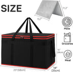 Bodaon 2-Pack Insulated Food Delivery Bag With Hard Bottom, XXXL Pizza Cooler Bags, Rideshare Delivery Bag, Catering bag Thermal Cold/Hot Styrofoam Carrier for Shopping/Travel/Car