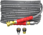 Pressure Washer Hose 25FT, 4200PSI High Tensile Wire Braid Kink Resistant Power Washer Extension Hose, 1/4'' Flexible Replacement Hose with M22-14mm Brass Swivel Thread and 3/8 Quick Connect