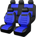 CAR PASS Leather 3D Foam Back Support Car Seat Covers Full Set Air Mesh Automotive Seat Covers, All Season Car Seat Cover Fit Automotive,SUV,Sedan,Van, Airbag Compatible Elegance(Black and Blue Royal)
