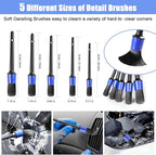 anngrowy 56.7" Car Wash Brush Mop Kit Mitt Sponge with Long Handle Car Cleaning Supplies Kit Tools Car Washing Duster Exterior Scratch Free, Chenille Replacement Head Extension Pole (Blue Set)