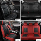 Leather Car Seat Covers,Car Seat Protector Waterproof,Seat Covers Full Set, Car Seat Protectors 5 Seats,Automotive Seat Covers Fit Most Cars Wine Red