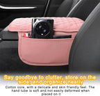 Mandark Car Center Console Cover, Microfiber Leather Vehicle Armrest Protector Cushion with 2 Storage Bags, Auto Interior Arm Rest Seat Box Pad Accessories, Universal for SUV, Sedan, Truck (Pink)