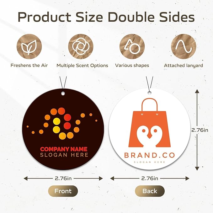 HINFKA 10-1000 Pcs Custom Air Fresheners with Picture – Personalized Double-Sided Car Freshener with Logo or Photo, Bulk Customized Gifts for Business Events and Branding (A07-Round, Personalized)
