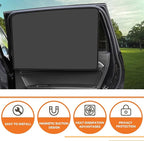 QUICTO Car Window Sun Shades, Universal Interior Accessories - Double-Sided Black (4pcs)