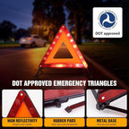 XOOL Warning Triangle, Emergency Warning Triangles for Vehicles, Reflective Triangle, Emergency Warning Reflector Safety Triangle Kit with Carry Case, 3-Pack