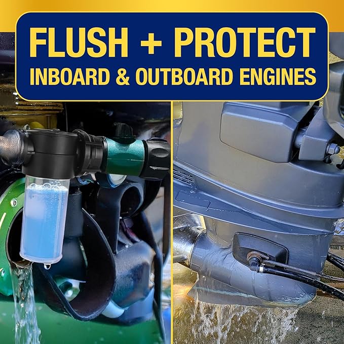 Concentrated Salt Remover Flush Kit + Corrosion Protection – Made in USA | Salt Cleaner Ideal for Boats, Cars, Marine Engine & Outboard Motor Flush, Washes Salt Away from Vehicles, & Trailers | 32 oz