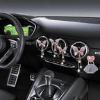 Pink Butterfly Air Vent Clips, 4 Pcs Bling Butterfly Air Fresheners Vents Clips Diamond Car Interior Decor Bling Cute Car Accessories Decoration for Women+ Heart Mask Hook