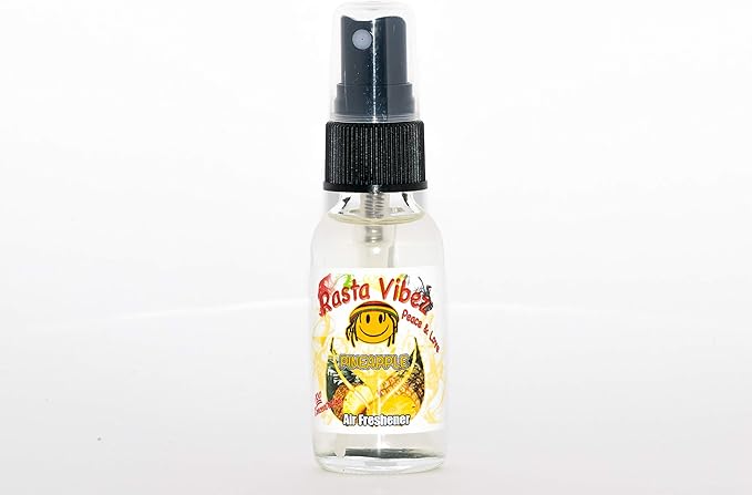 Rasta Vibez Pineapple Type Air Freshener - 100% Ultra Concentrated Oil Based Spray - Ideal for Bathroom, Home, Car, Office & More - Long Lasting Effects - 1oz Bottle