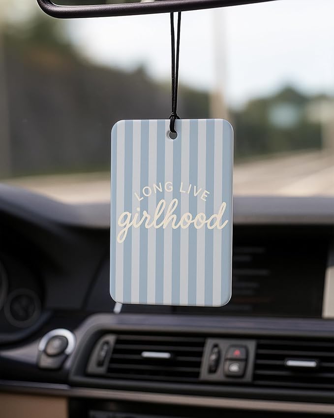 Girly Car Air Freshener 4 Pcs Coconut Scented, Inspirational Daily Affirmations Car Accessories Mirror Decor for Women, Long Live Girlhood Hanging Air Freshener for Cars Closet Drawer Books
