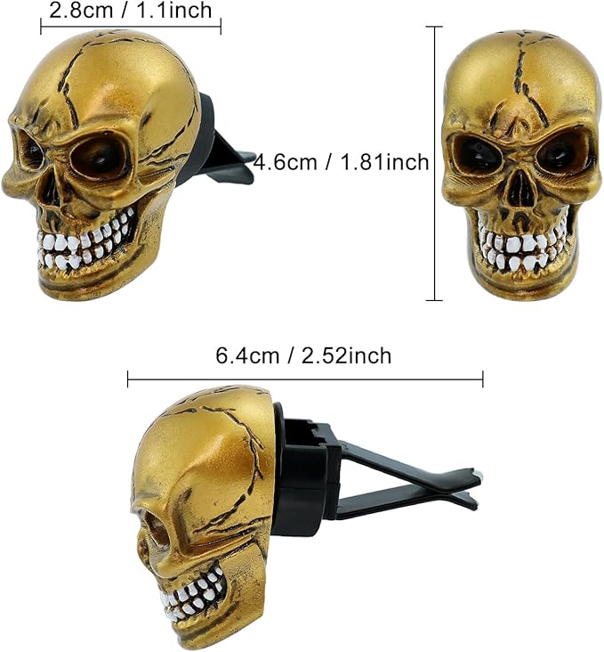 Skull Car Air Fresheners Cute Cool Funny Air Conditioning Vent Perfume Diffuser Decoration Interior Car Accessories 2 pcs