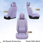 Coverado Universal Seat Covers Front, 2-Pack Universal Seat Covers for Cars, Waterproof Nappa Leather Car Seat Covers with Head Pillow, Auto Protectors Fit for Most Sedans SUV Pick-up Truck-Purple