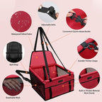 PetsHome Dog Car Seat Foldable Dog Car Booster Seat Waterproof Breathable Oxford Travel Bag for Small to Medium Dogs, Puppies, and Pets-Pure Red