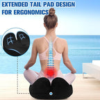 Seat Cushion, Chair Cushions for Office Chairs/Desk Seats/Wheelchair - Hip&Sciatica&Tailbone Pain Relief Memory Foam Office Chair Cushion for Long Sitting Office Workers(Black, X-Large)