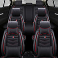 Car Seat Cover 7 Seats for Ford Explorer 2000-2025, Waterproof Durable Compatible Airbag, Premium Leather Seat Protector(7 Seats Luxury,Black Red)