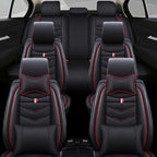 Car Seat Cover 6 Seats for Ford Explorer 2000-2026, Waterproof Durable Compatible Airbag, Premium Leather Seat Protector(6 Seats Luxury,Black Red)