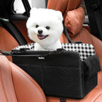 Console Dog Car Seat for Small Dogs Cats Up to 12lbs, Anti-Collapse Pet Armrest Booster Seat with Soft Pillow,Non-Slip Seat Rails Hooks & Safety Belt, Portable Car Accessories for Pets Travel