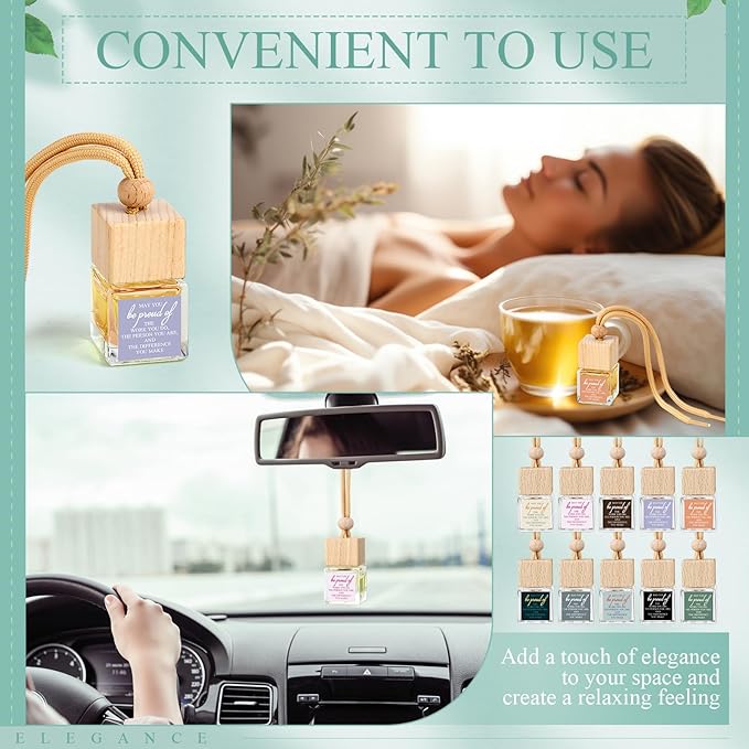 30 Pcs Appreciation Gift for Coworker Empty Hanging Car Air Freshener Diffuser Bulk May You Be Proud of The Work Thank You Glass Bottles Gifts for Staff Team Intern Teacher