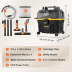 VEVOR 4 Gallon 5.0 Peak HP Wet and Dry Shop Vac， Portable Shop Vacuum and Blower 3-in-1 with Filter, Hose and Attachments for Home and Car Cleaning Black
