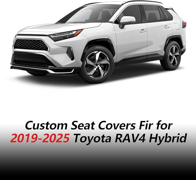 Fit RAV4 Car Seat Covers Set for Toyota RAV4 2019-2025 Hybrid SE/XSE/LE/XLE/XLE Premium/Limited,Automotive Cushion Protector Replacement, Waterproof Faux Leather (2 Front,Black)