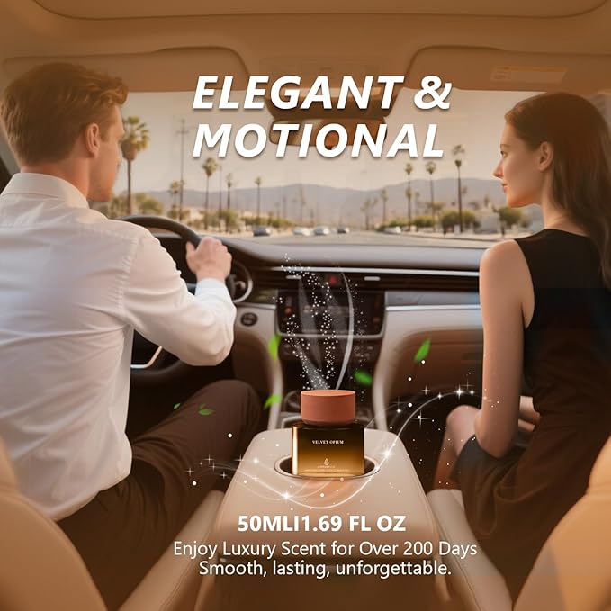 Car Air Freshener 50ML (1.7 FL OZ) Car Air Fresheners Fragrance - Saffron Amber Fragrance Oil Air Diffuser for Car, 180+ days Long Lasting Perfume, Car Air Freshner Aroma Stone Cap Design, Made in USA