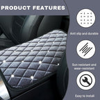 Bling Car Center Console Cover, Soft Fluffy Armrest Seat Box Cushion Pad, Crystal Diamond Arm Rest Protection Mat, Automotive Interior Decoration Accessories for Most Vehicles (Gray)